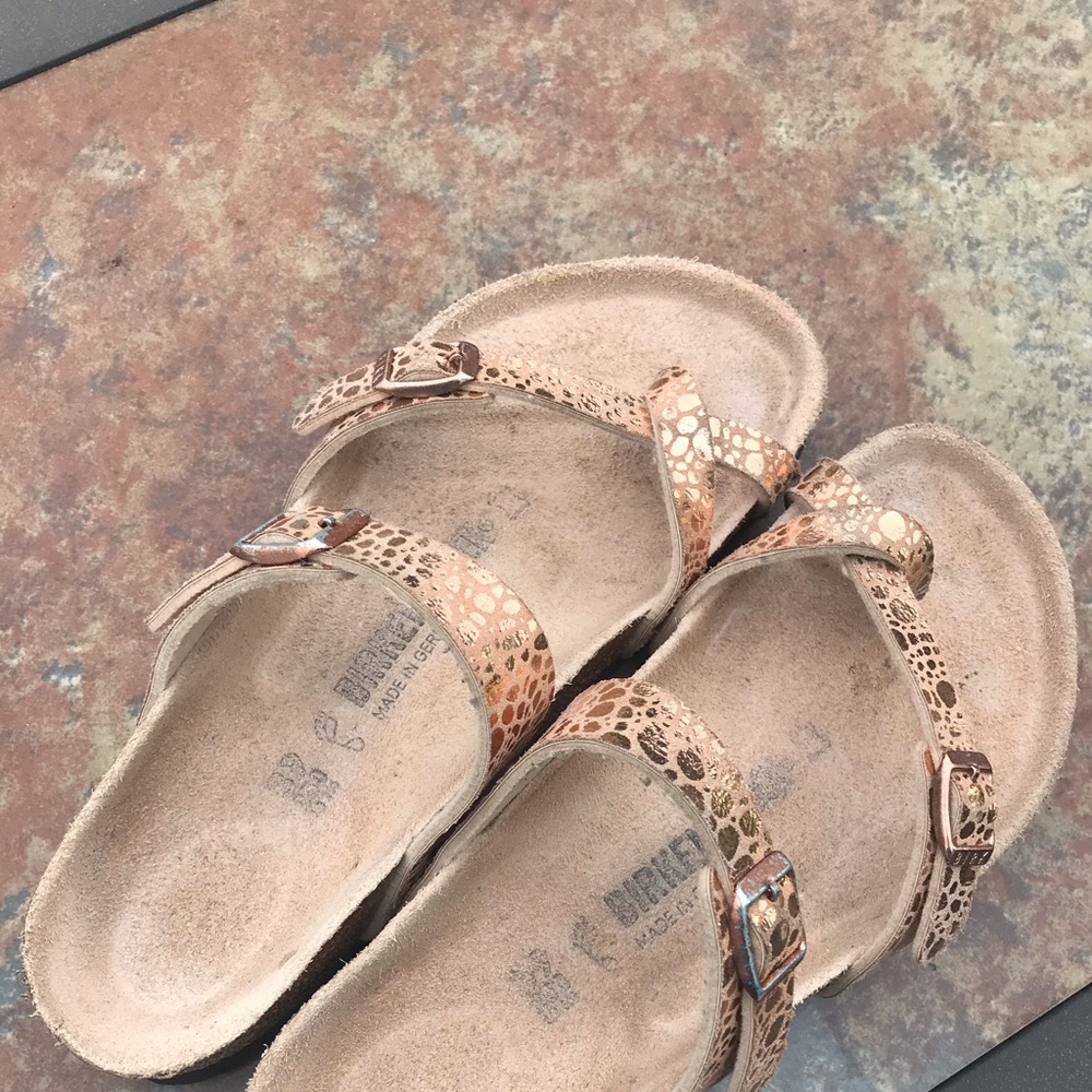 Birkenstock, crisscross straps, copper/rose gold